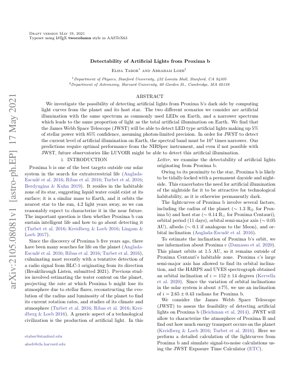 PDF Document Cover - Detectability of Artificial Lights from Proxima b: A Feasibility Study with JWST